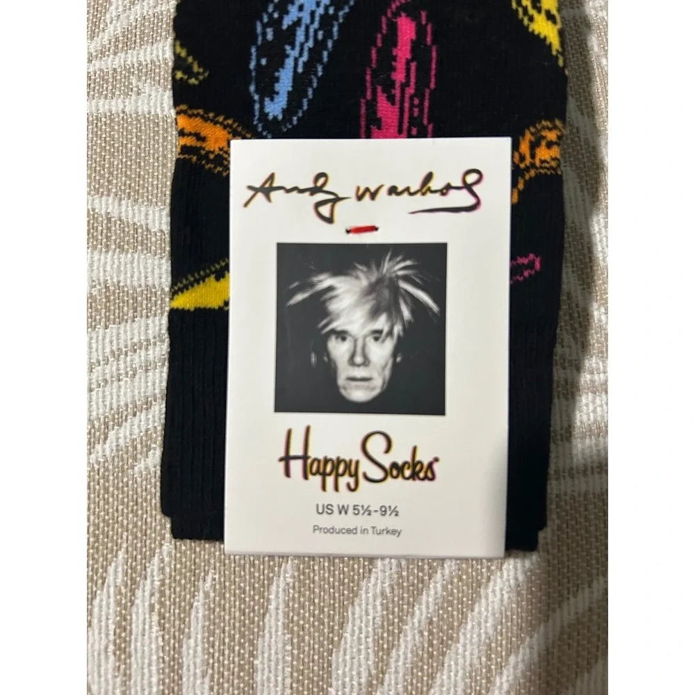 Happy Socks Mens Andy Warhol Skull Print Cotton 8-12 Multicolor Crew Socks NEW